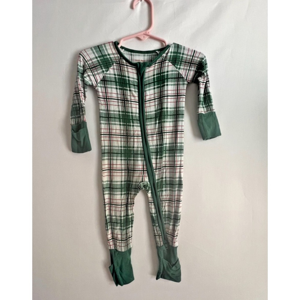 Little‎ sleepies Bamboo Zippy Baby 0-3 Months Plaid Tartan Holiday Noel Print